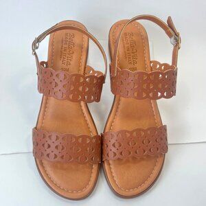 Nordstrom Bella Vita Zoe-Italy Wedge Sandals Brown Leather Women Size 10M
